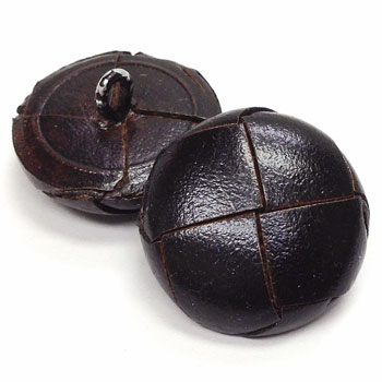 L-1390 Dark Antique Brown Leather Coat Button, 1" 